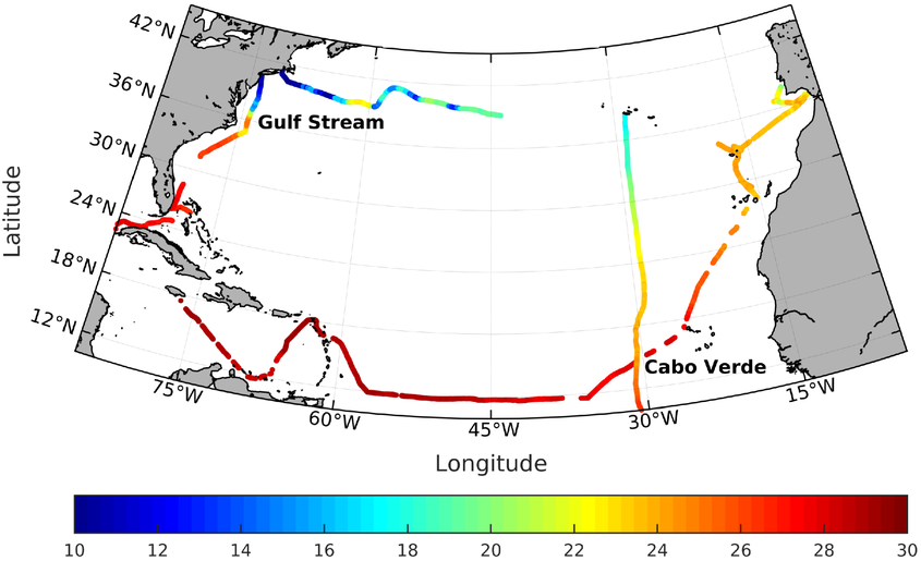 cartographie des températures acquises pour One Ocean Expedition